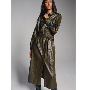 ZARA FAUX LEATHER LONG DRESS KHAKI